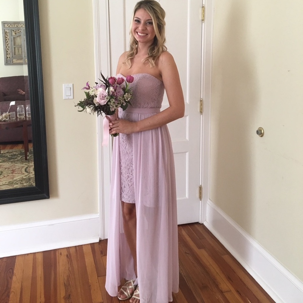 Dessy Collection Vivian Diamond lavender Aline strapless dress. Worn once.